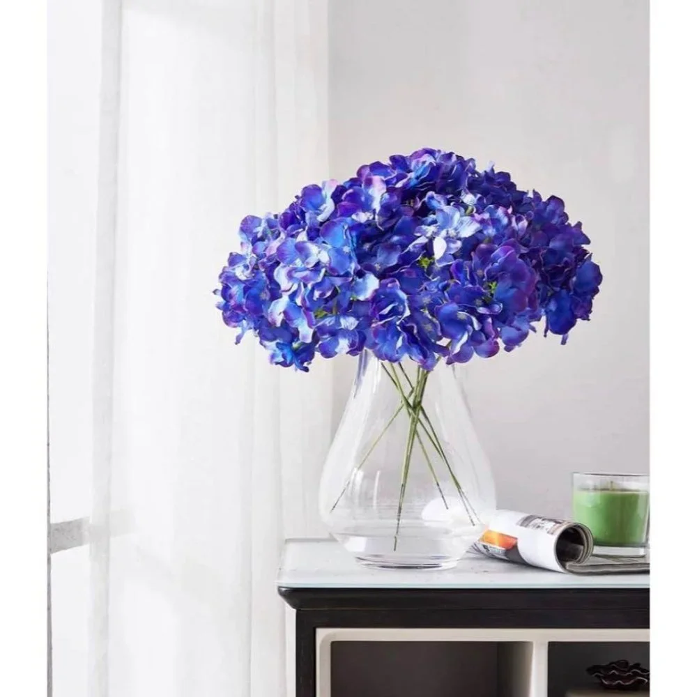 50 pack | Lavender Blue Artificial Hydrangea Flower Purple Silk Wedding Bouquet